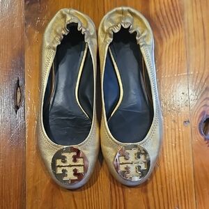Tory Burch Metallic Gold Flats